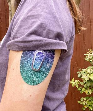 ExpressionMed Celebration Variety Pack Dexcom G6 Transmitter Sticker, Single Tape and Single Sticker, Arm Wearing Glitter Themed CGM Adhesive Patch Design