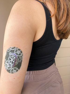 ExpressionMed Monochromatic Variety Pack Dexcom G6 Mini Tape, Single Tape and Single Sticker, Arm Wearing Gear Themed CGM Adhesive Patch Design