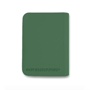 A clean view of the back of the green-colored organizer, featuring the "expressionmed" logo at the bottom.
