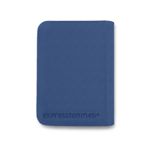 A clean view of the back of the navy-blue colored organizer, featuring the "expressionmed" logo at the bottom.