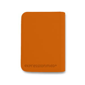 A clean view of the back of the orange-colored organizer, featuring the "expressionmed" logo at the bottom.