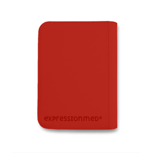 A clean view of the back of the red-colored organizer, featuring the "expressionmed" logo at the bottom.