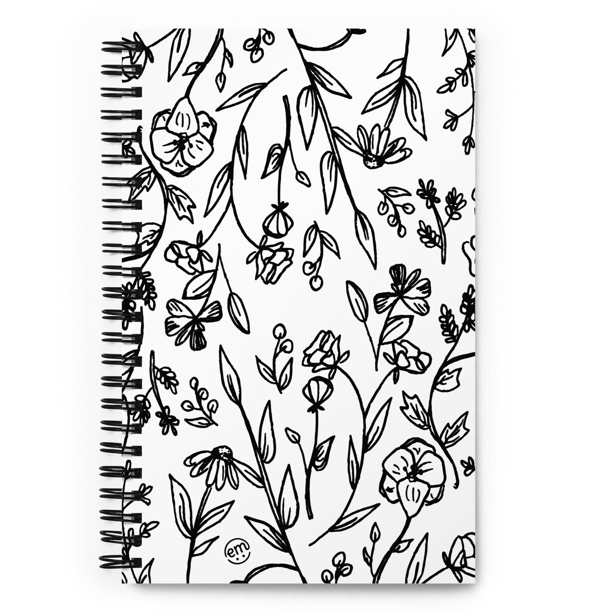 ExpressionMed Custom Black and White Floral Spiral notebook