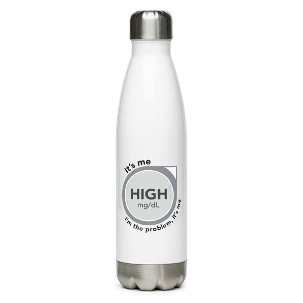 ExpressionMed High, I'm the Problem Stainless Steel Water Bottle Continuous Glucose Monitor (CGM) symbol with Taylor Swift 'Anti-Hero' lyrics design