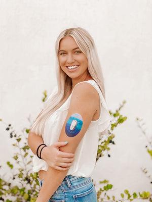 ExpressionMed Don't Make Waves Variety Pack Dexcom G6 Tape, Single Tape, Woman Wearing Sea Themed CGM Adhesive Patch Design