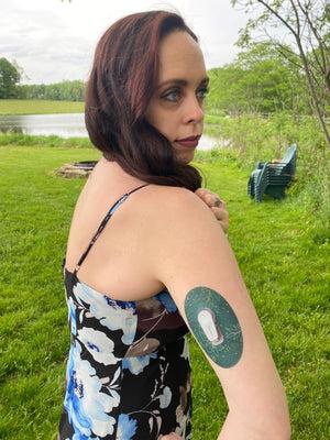 ExpressionMed Greenery Variety Pack Dexcom G6 Tape, Single Tape, Woman Wearing Plant Themed CGM Adhesive Patch Design