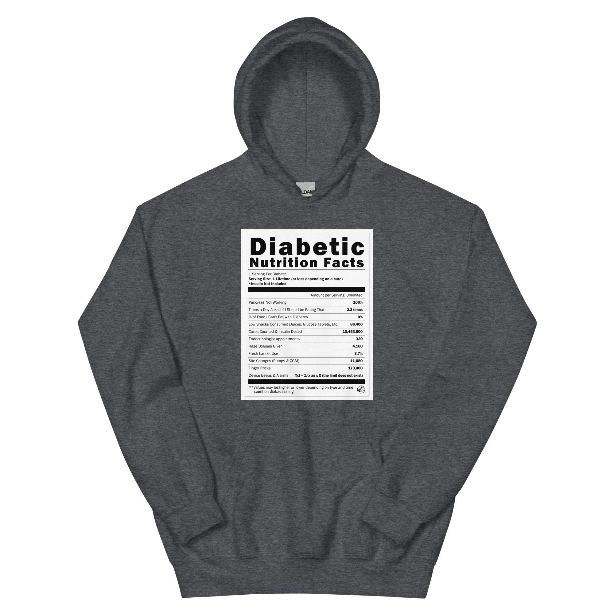 ExpressionMed Diabetic Nutrition Facts Label Unisex Hoodie  Food Metrics,  