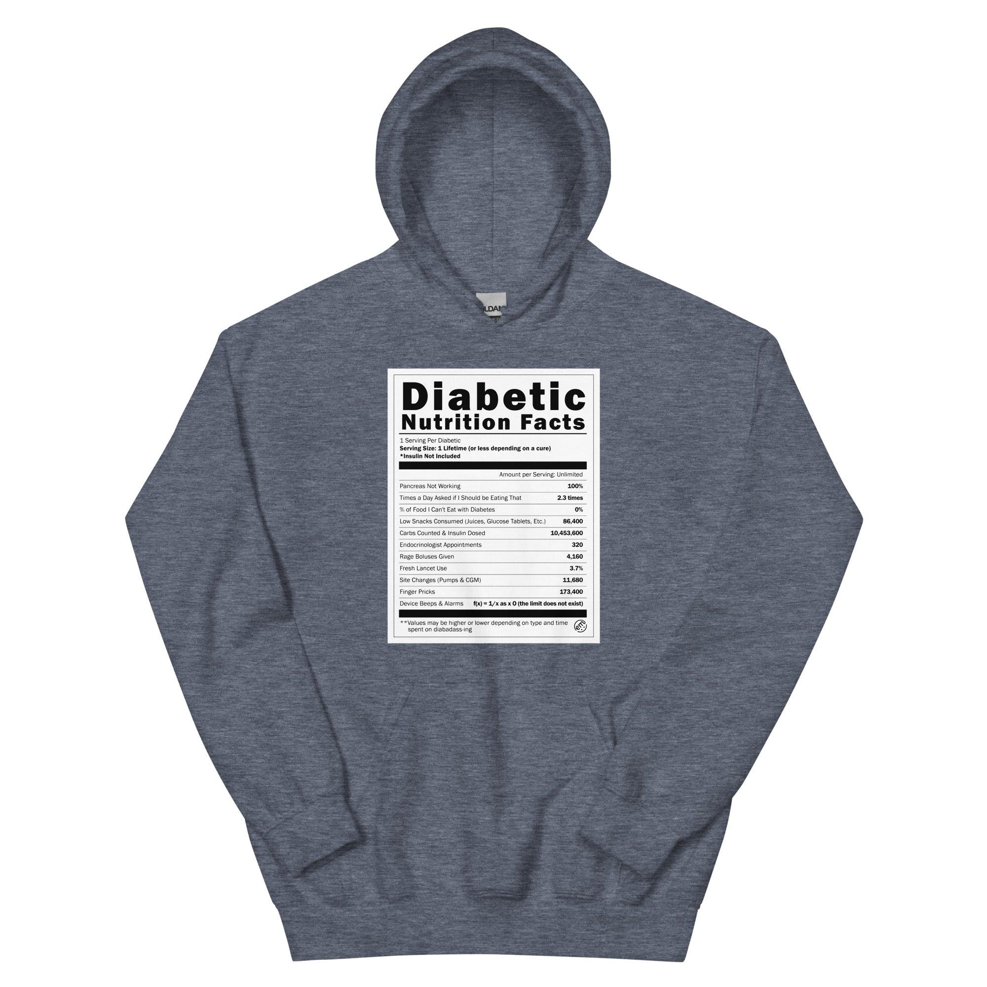 ExpressionMed Diabetic Nutrition Facts Label Unisex Hoodie  Macro Details,  