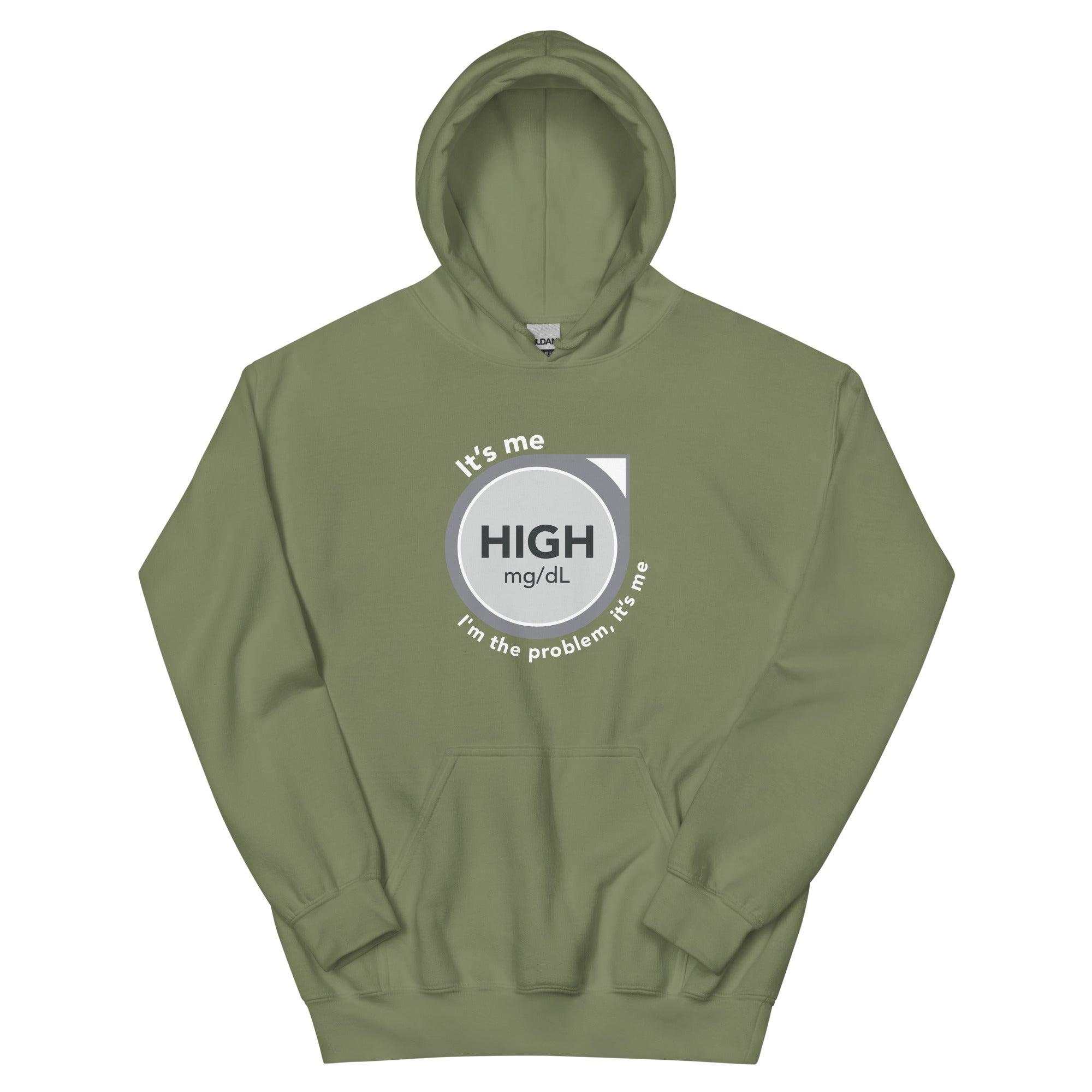 ExpressionMed High, I'm the Problem Unisex Hoodie Diabetes monitoring symbol and Taylor Swift lyric mashup