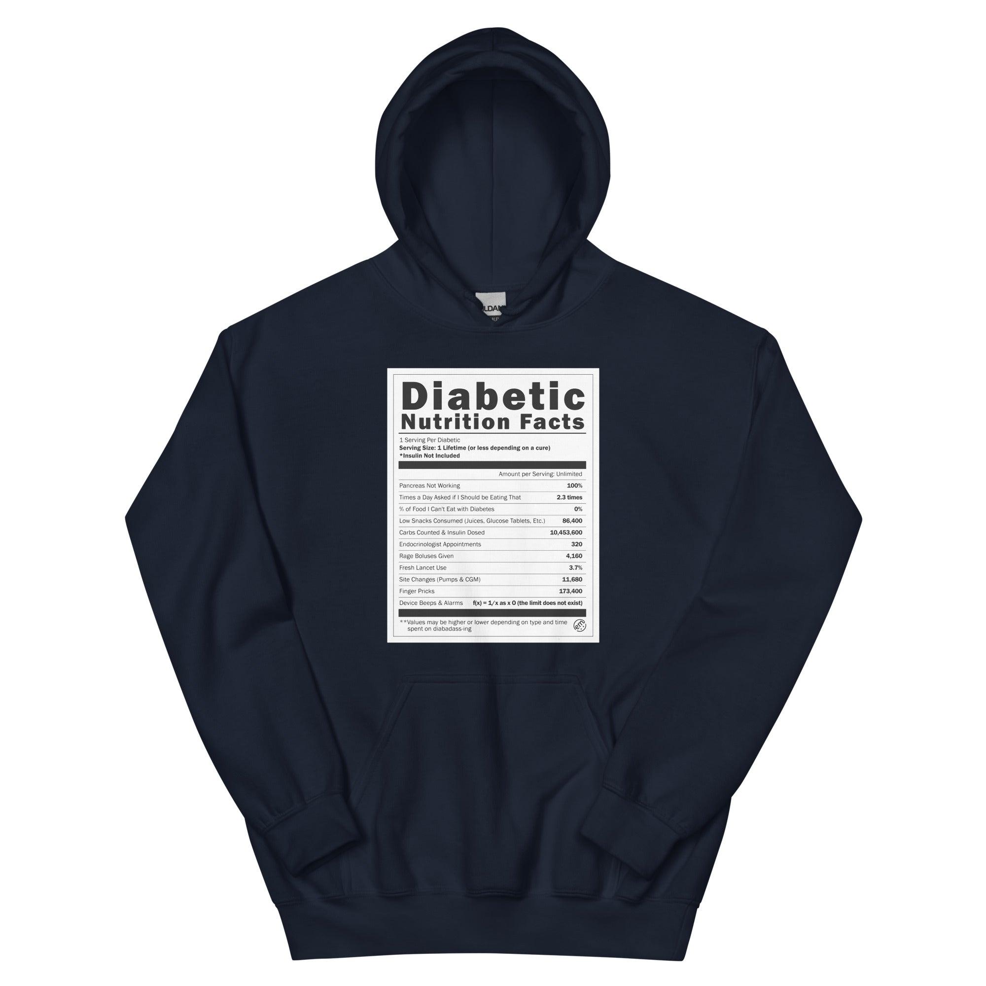 ExpressionMed Diabetic Nutrition Facts Label Unisex Hoodie  Healthy Labels,  