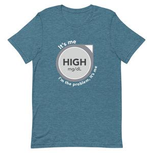 ExpressionMed High, I'm the Problem Unisex t-shirt Intersection of health and music: CGM symbol meets Taylor Swift's 'Anti-Hero' lyrics