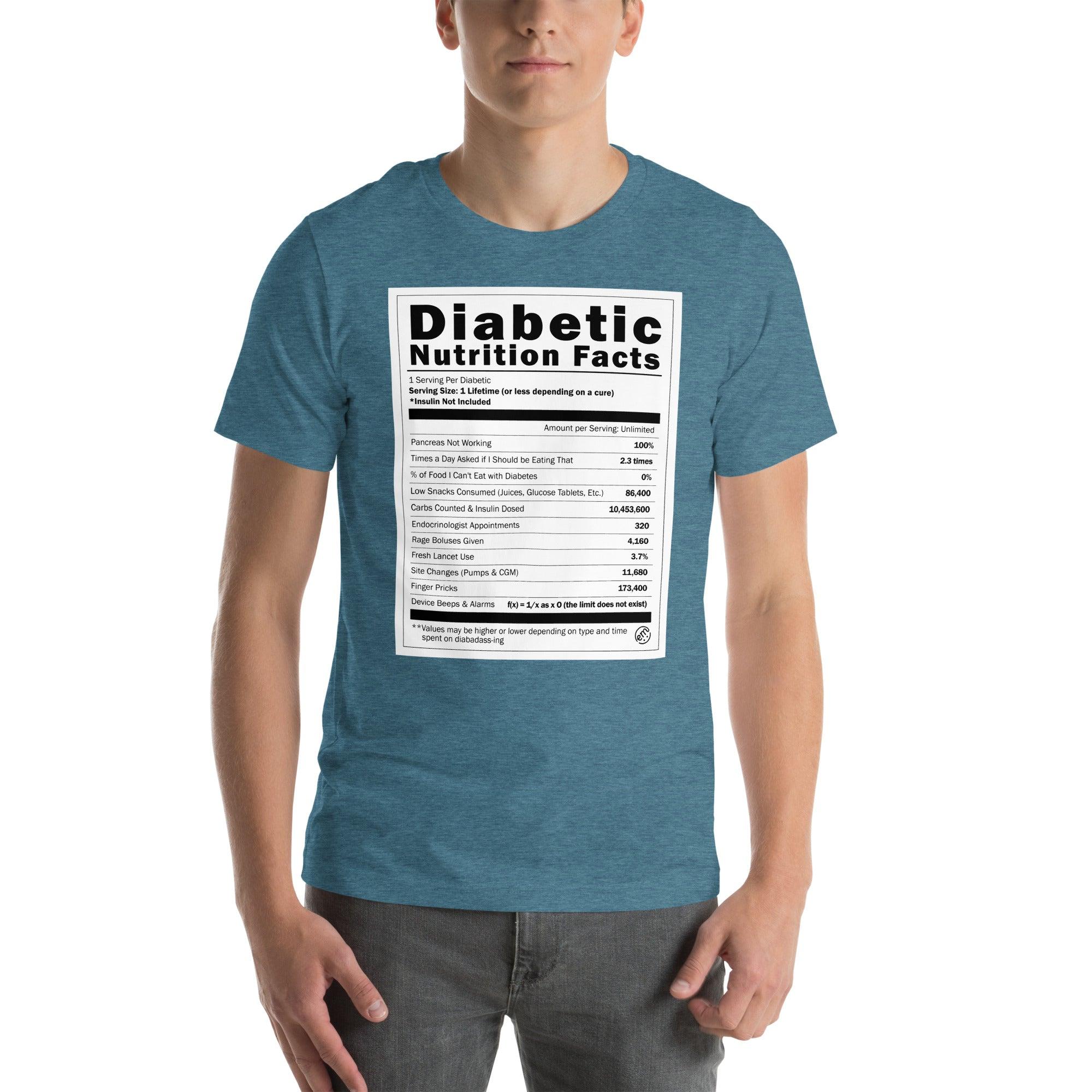 ExpressionMed Diabetic Nutrition Facts Label Unisex T-shirt  Diabetic Label,  