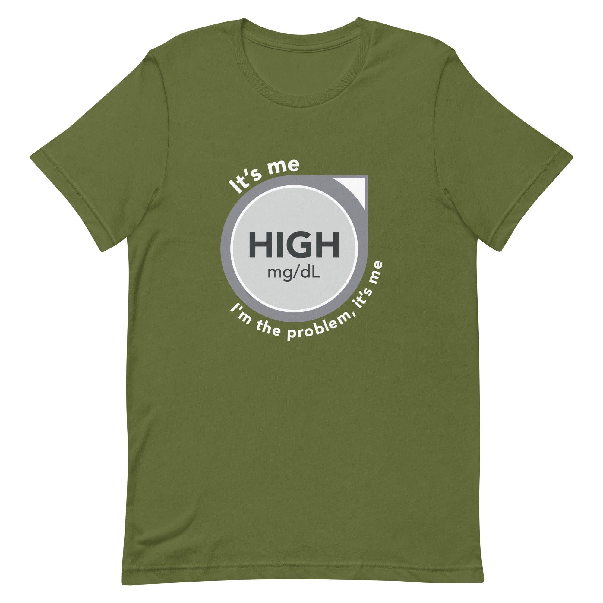 ExpressionMed High, I'm the Problem Unisex t-shirt Taylor Swift-inspired design incorporating CGM glucose monitor symbolism