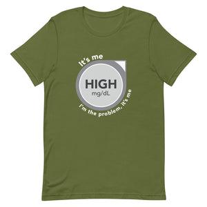 ExpressionMed High, I'm the Problem Unisex t-shirt Taylor Swift-inspired design incorporating CGM glucose monitor symbolism