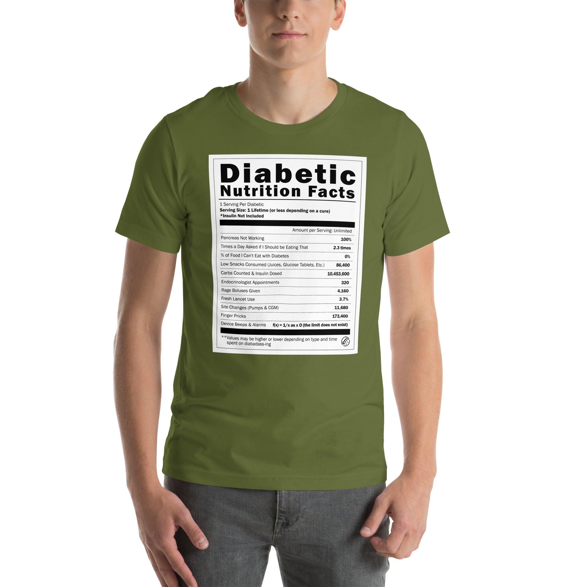 ExpressionMed Diabetic Nutrition Facts Label Unisex T-shirt  Carb Tracker,  