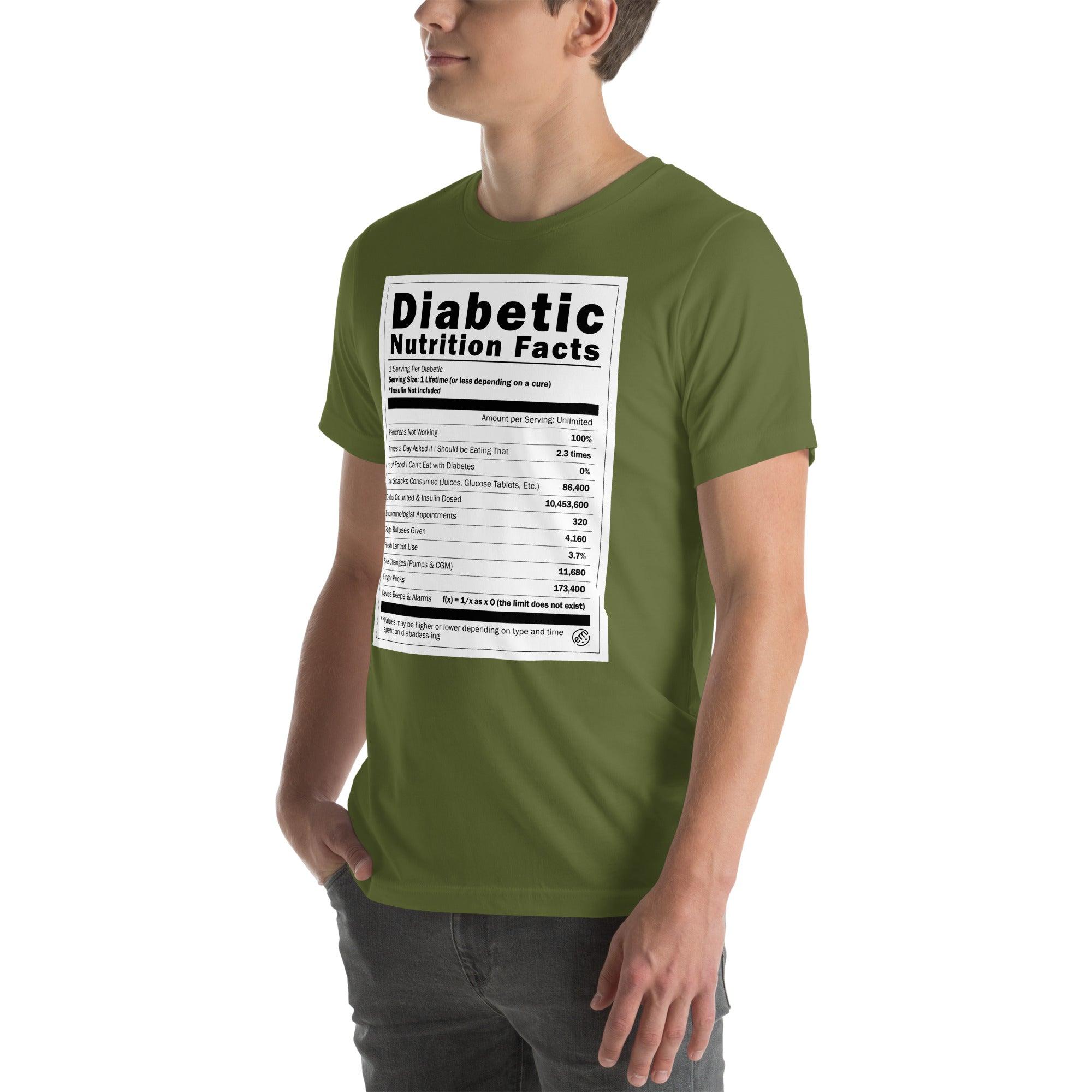 ExpressionMed Diabetic Nutrition Facts Label Unisex T-shirt  Diet Facts,  