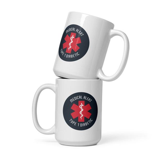ExpressionMed Type 1 Diabetic Alert White glossy mug