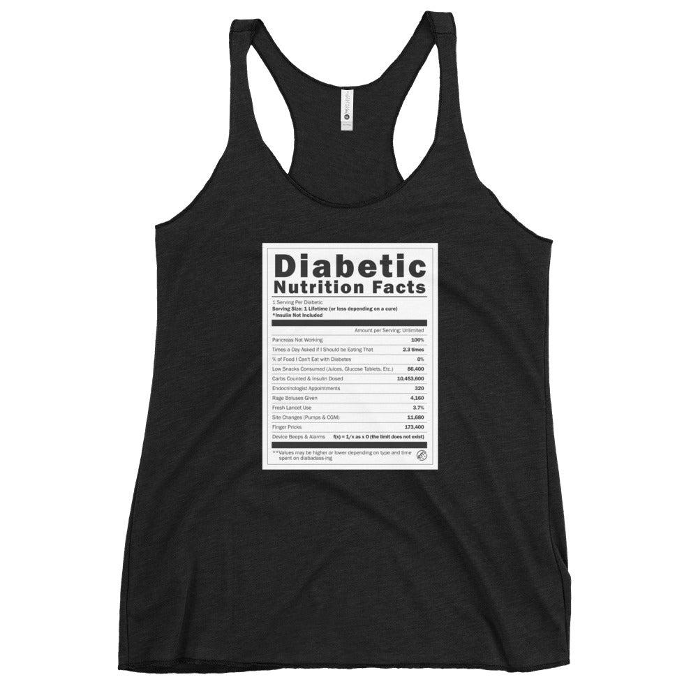 ExpressionMed Diabetic Nutrition Facts Label Women's Racerback Tank Top  Nutrition Guide,  