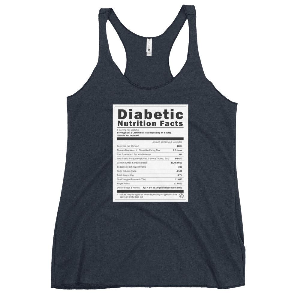 ExpressionMed Diabetic Nutrition Facts Label Women's Racerback Tank Top  Carb Information,  