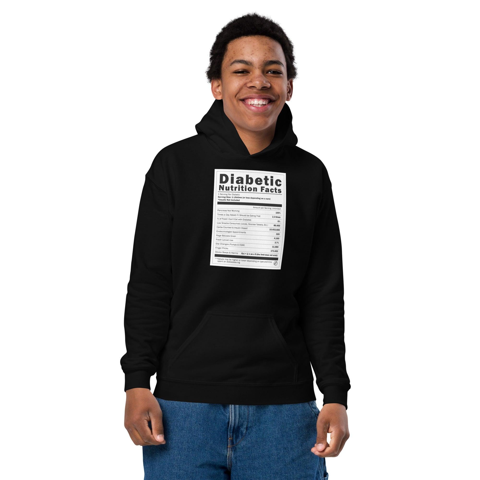 ExpressionMed Diabetic Nutrition Facts Label Youth Heavy Blend Hoodie  Diabetic Label,  