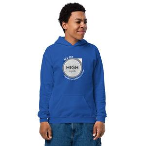 ExpressionMed High, I'm the Problem Youth Heavy Blend Hoodie Health tech graphic: CGM symbol with Taylor Swift lyrics overlay