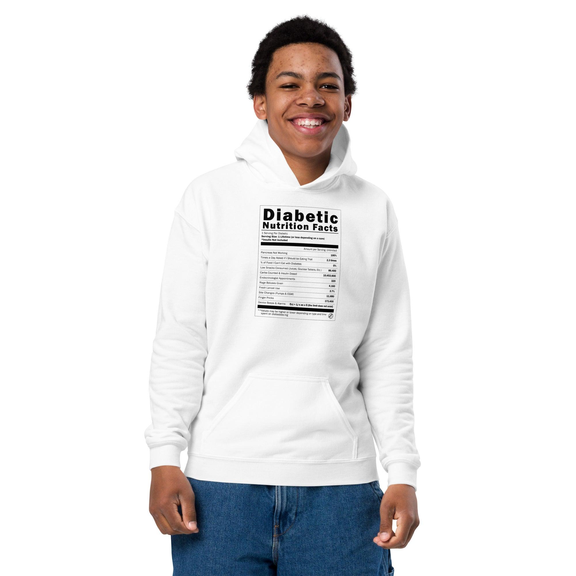 ExpressionMed Diabetic Nutrition Facts Label Youth Heavy Blend Hoodie  Diabetes Guide,  