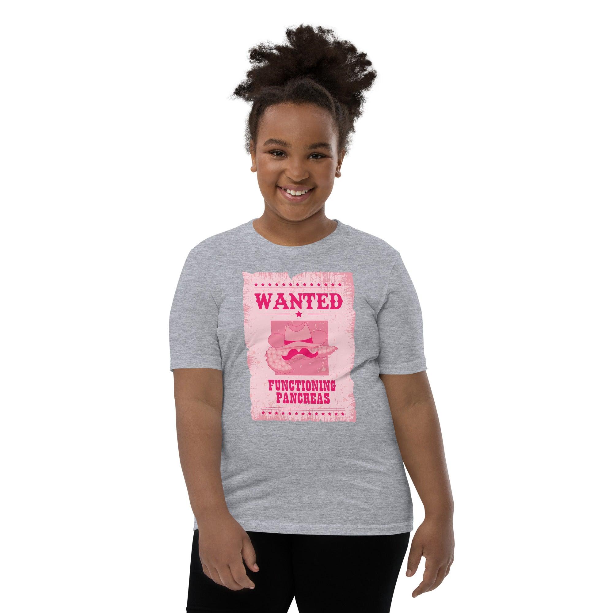 ExpressionMed Wanted Poster in Pink Youth Short Sleeve T-Shirt