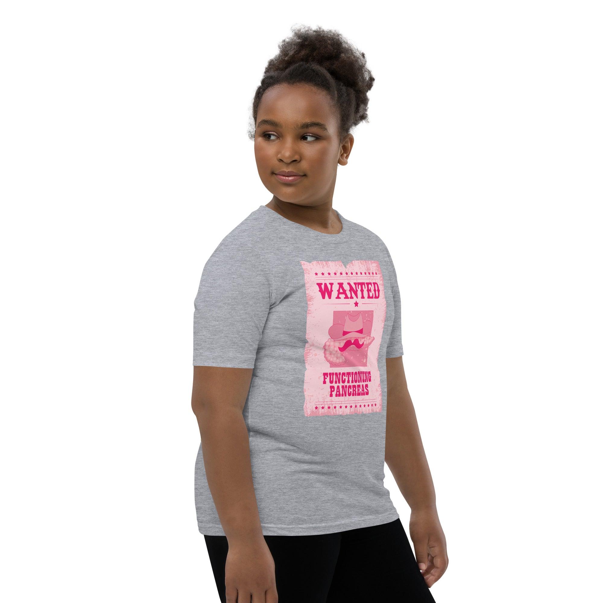 ExpressionMed Wanted Poster in Pink Youth Short Sleeve T-Shirt