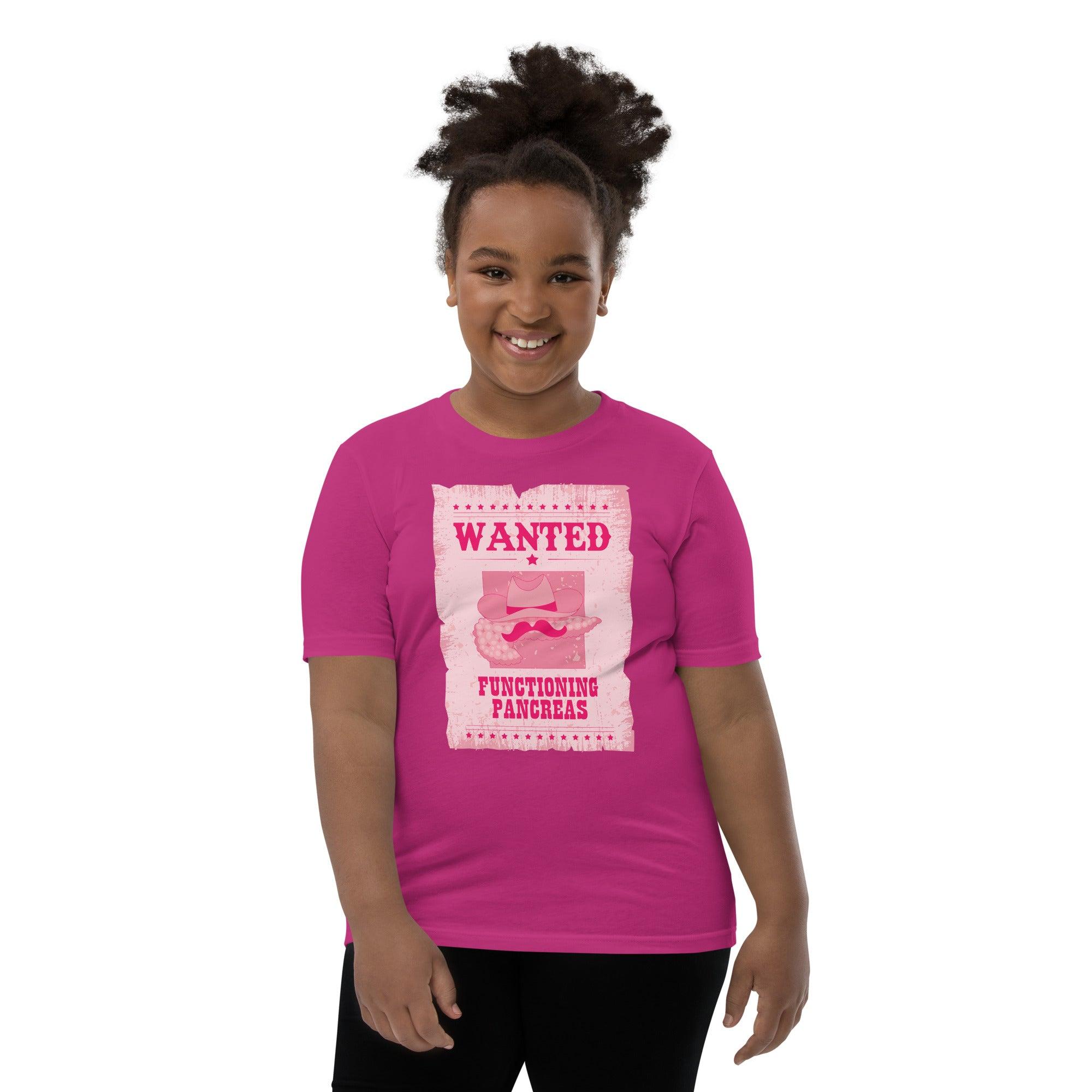 ExpressionMed Wanted Poster in Pink Youth Short Sleeve T-Shirt