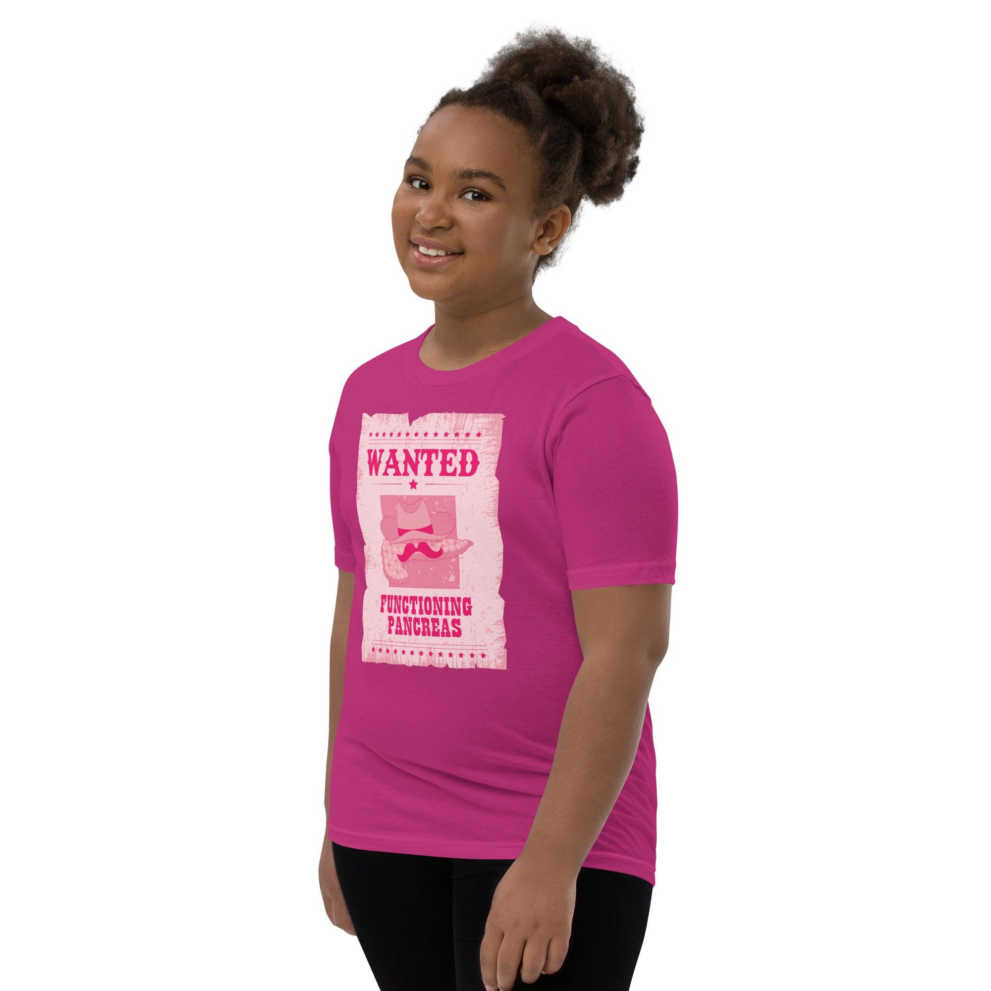 ExpressionMed Wanted Poster in Pink Youth Short Sleeve T-Shirt