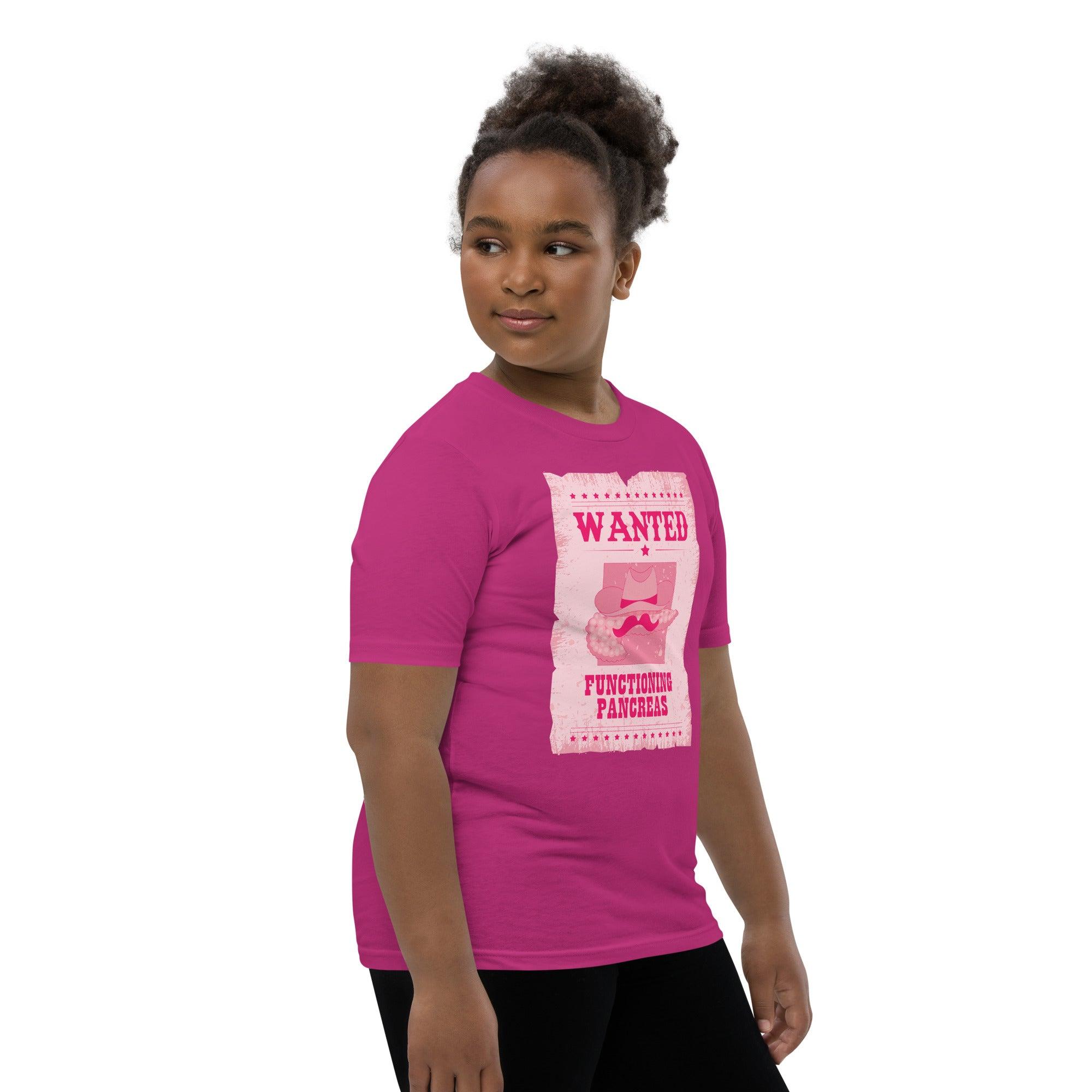 ExpressionMed Wanted Poster in Pink Youth Short Sleeve T-Shirt