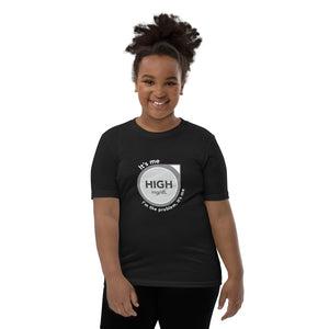 ExpressionMed High, I'm the Problem Youth Short Sleeve T-Shirt Symbolic representation of continuous glucose monitoring with a touch of Taylor Swift