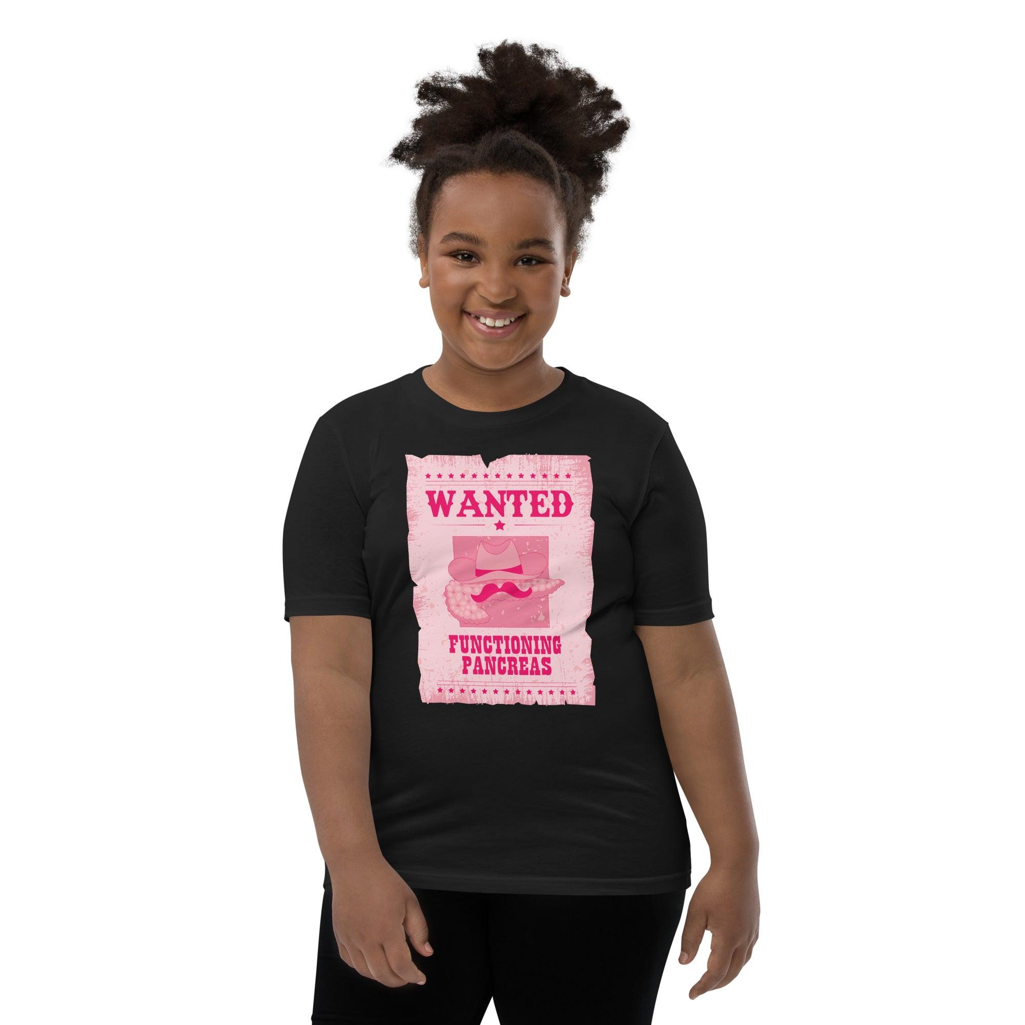 ExpressionMed Wanted Poster in Pink Youth Short Sleeve T-Shirt