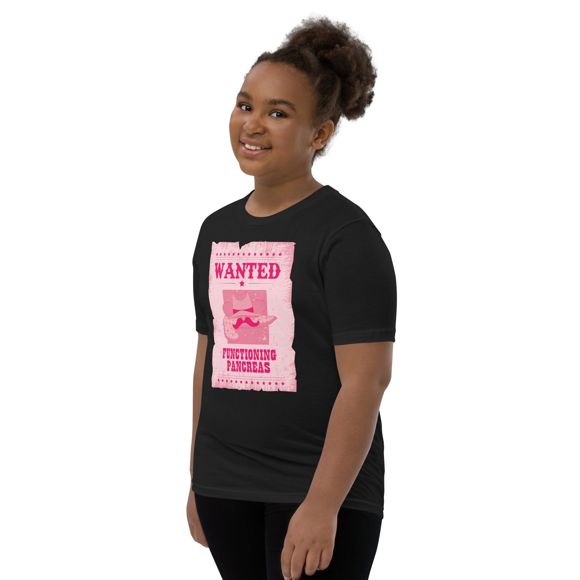 ExpressionMed Wanted Poster in Pink Youth Short Sleeve T-Shirt