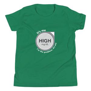 ExpressionMed High, I'm the Problem Youth Short Sleeve T-Shirt Intersection of health and music: CGM symbol meets Taylor Swift's 'Anti-Hero' lyrics