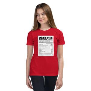 ExpressionMed Diabetic Nutrition Facts Label Youth Short Sleeve T-Shirt  Sugar Content,  