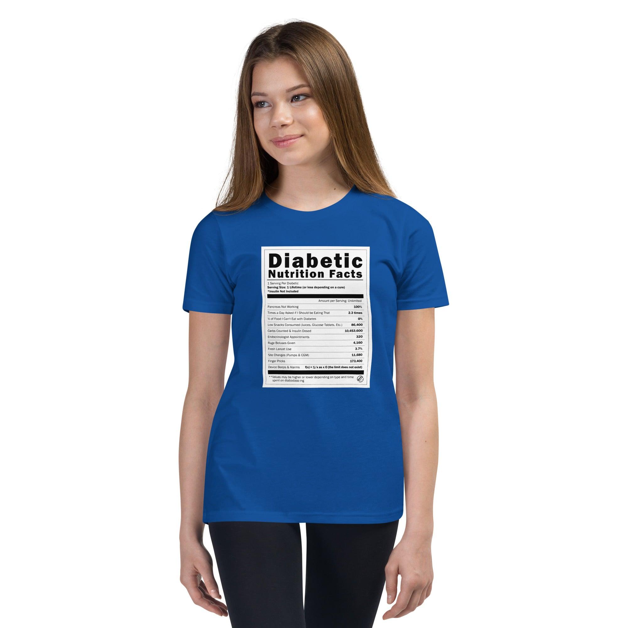 ExpressionMed Diabetic Nutrition Facts Label Youth Short Sleeve T-Shirt  Label Details,  