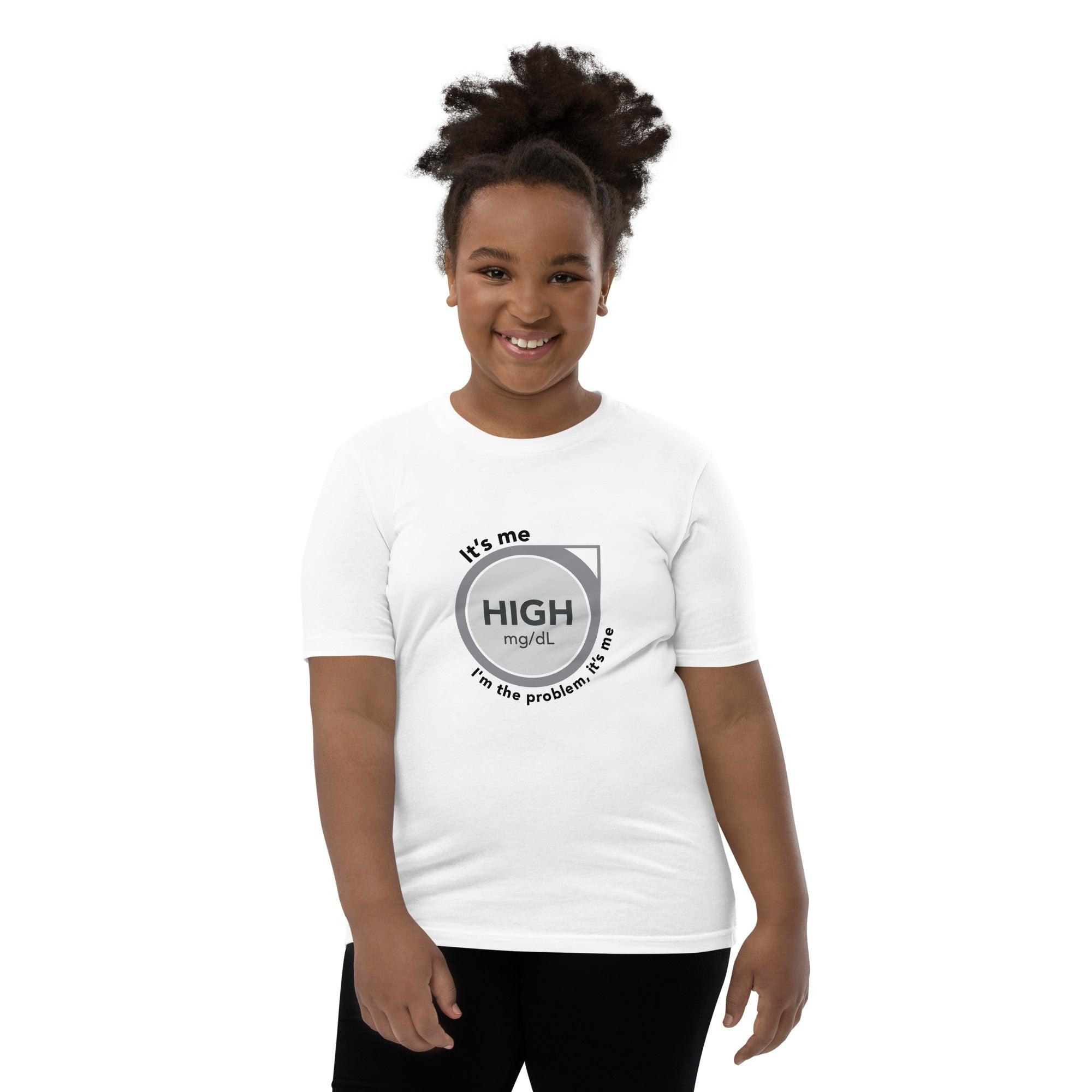 ExpressionMed High, I'm the Problem Youth Short Sleeve T-Shirt Medical symbol for glucose monitoring inspired by Taylor Swift's 'Anti-Hero' lyrics